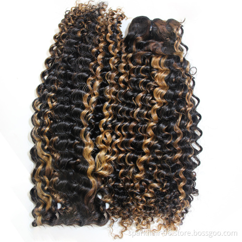 Factory Directly Straight Wave Highlight Human Hair Highlighted Bundles With Closure Virgin Human Hair Extensions Single Drawn